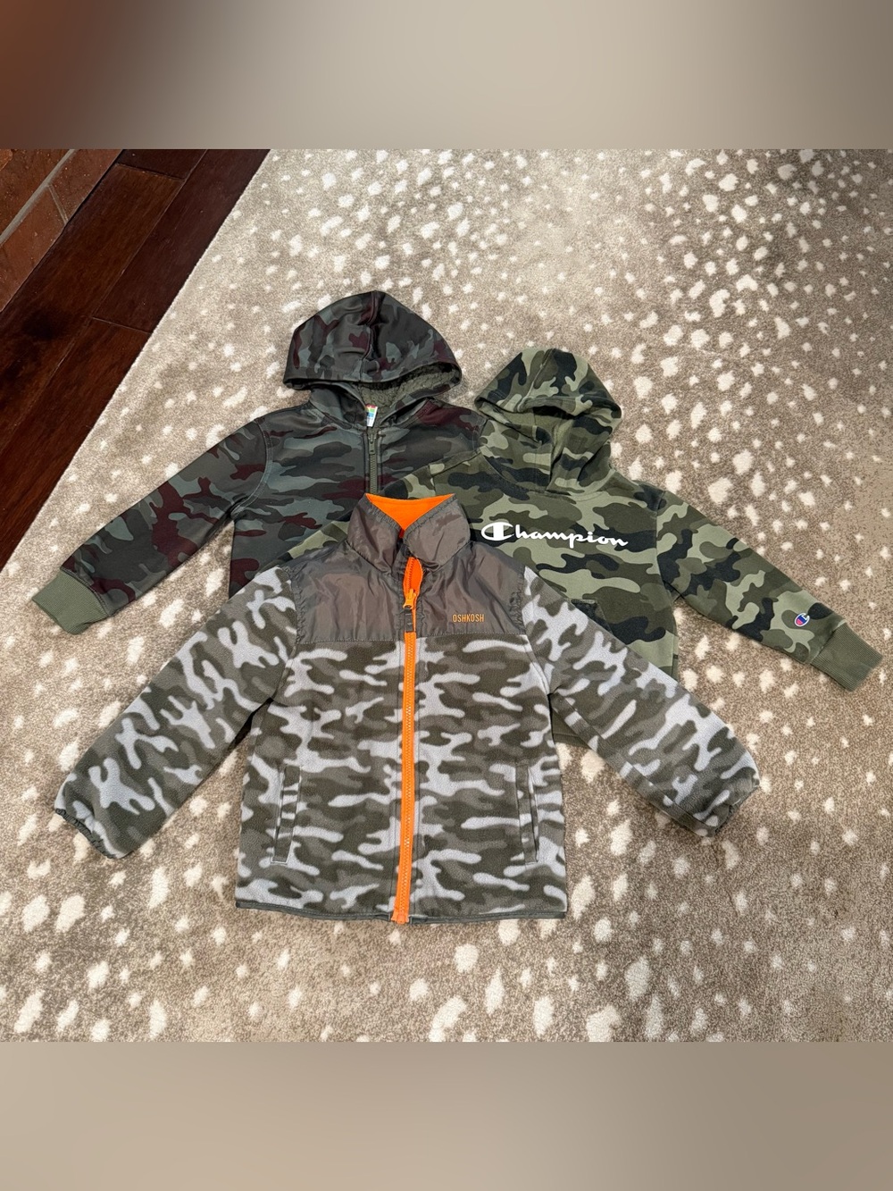 Bundle (3) Boys' Green Camo Jackets/Hoodie. Size 4/4T